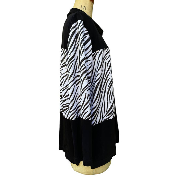 Slinki Women's Open Front Zebra Jacket Black Colorblock Size Medium - Picture 3 of 8